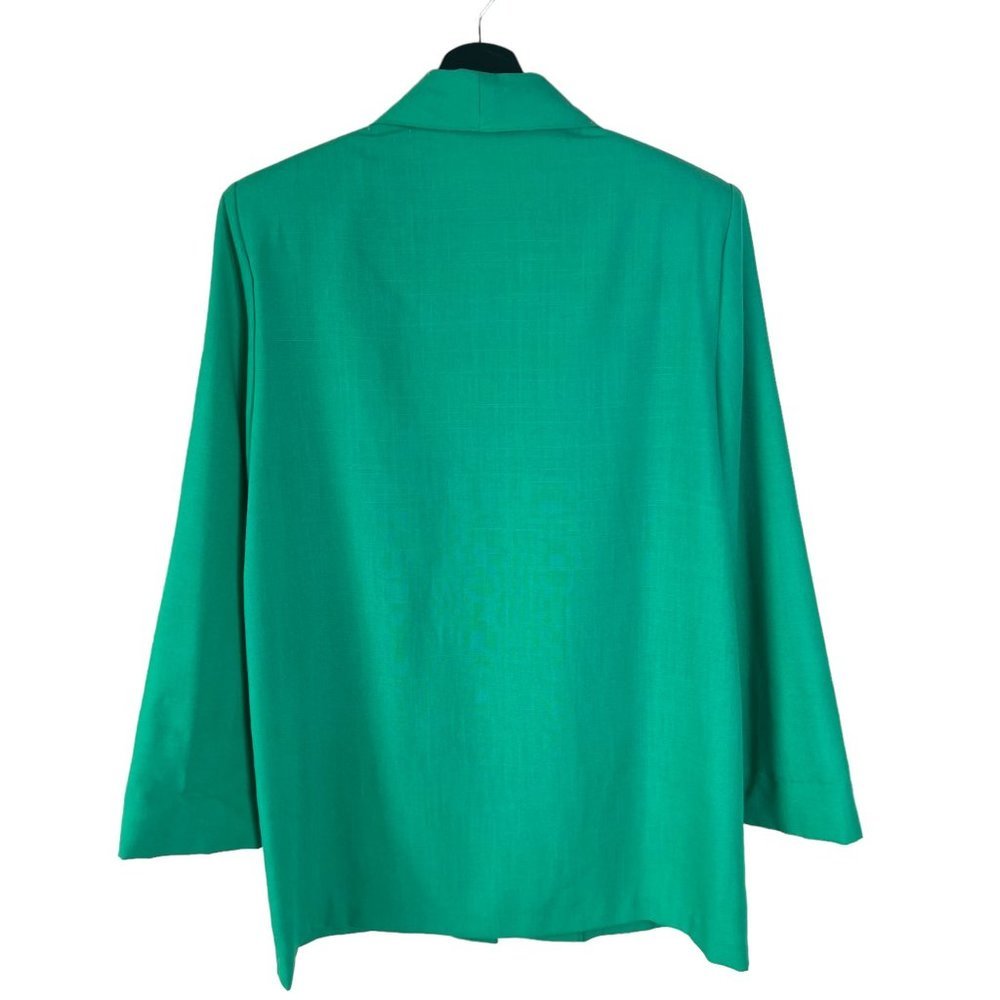 Vintage 90s Green Single Button Boxy Long Line Blazer Medium - Picture 2 of 6
